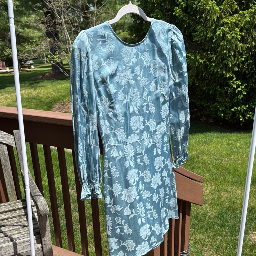 Wilfred Blue Sheath Dress with Bishop Sleeves